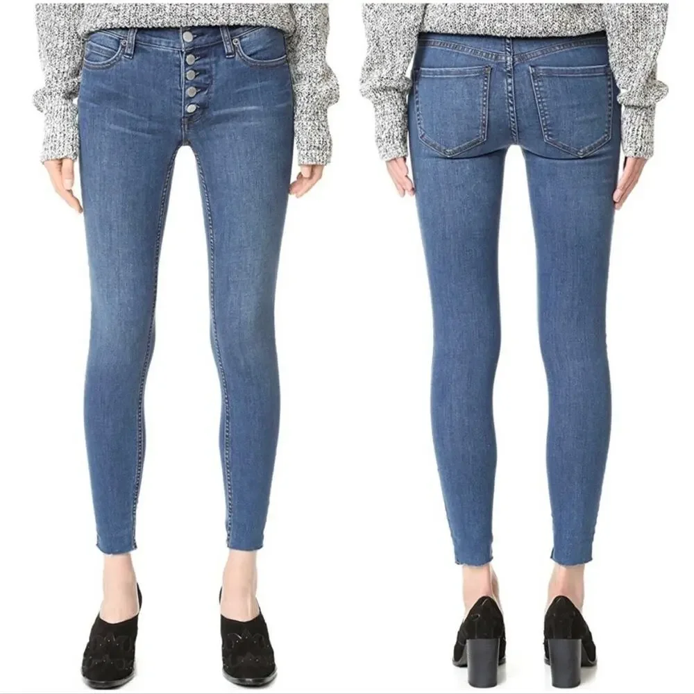 Free People Reagan Raw Hem Skinny Jeans - Blue - 26
